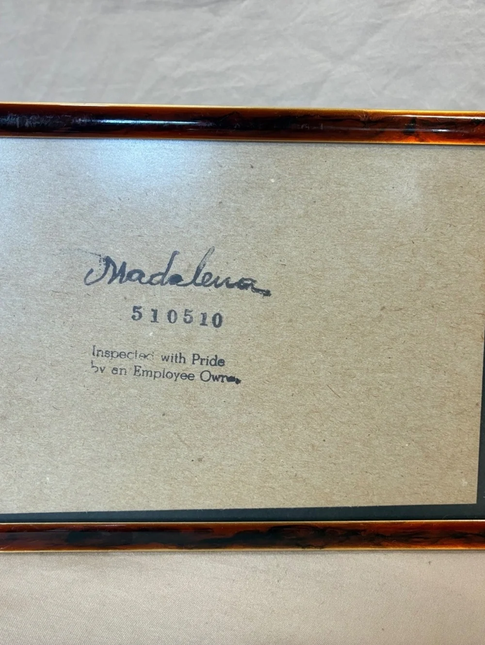 Vintage Madelena Tortoise Shell lacquer Style Picture Frame